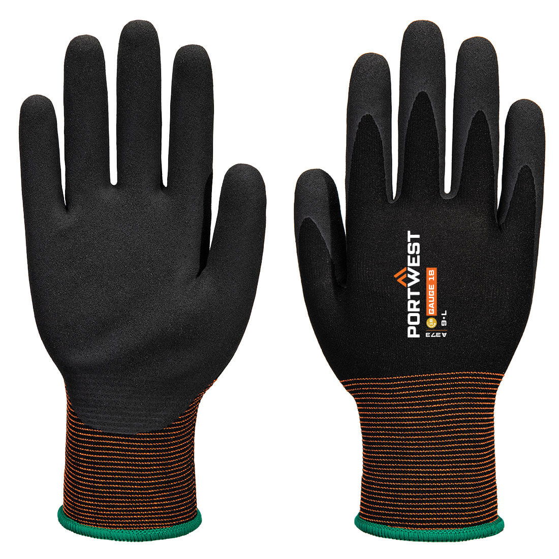 Portwest A373 - GP Grip 18 latex hab mártott kesztyű, fekete termék fő termékképe